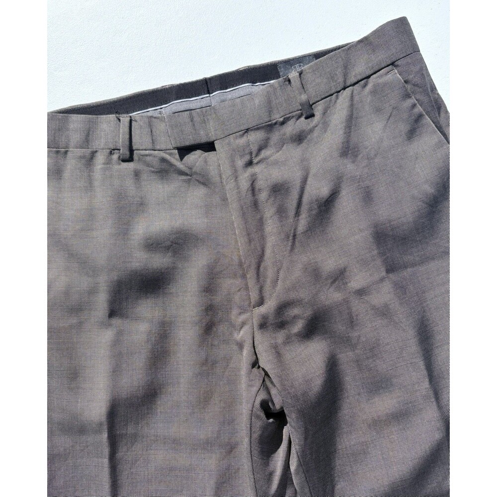 Banana Republic Pants Men’s Size 34x32 Brown Print Dress Wool Blend Flat Front